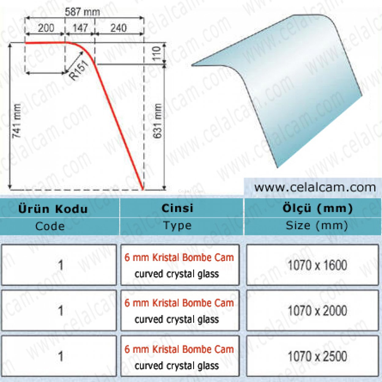 Kristal Bombeli Cam Kod 1