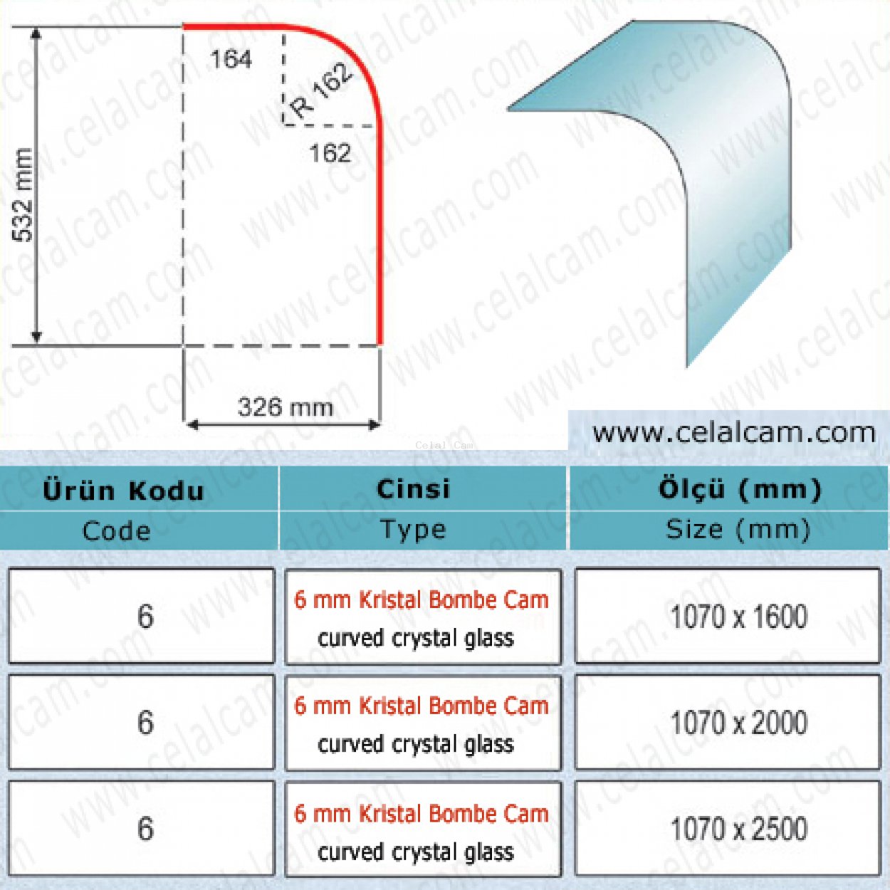 Kristal Bombeli Cam Kod 6