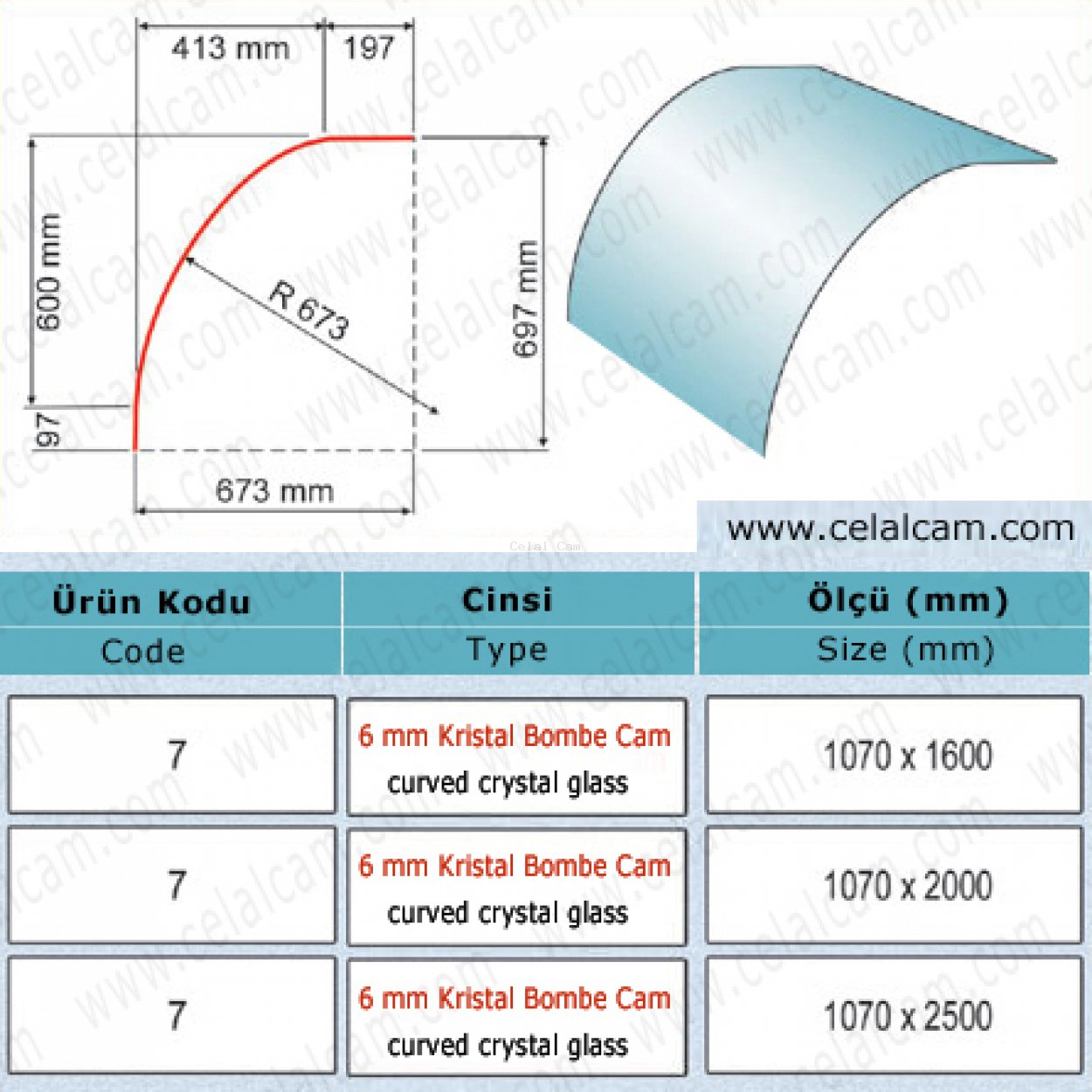 Kristal Bombeli Cam Kod 7