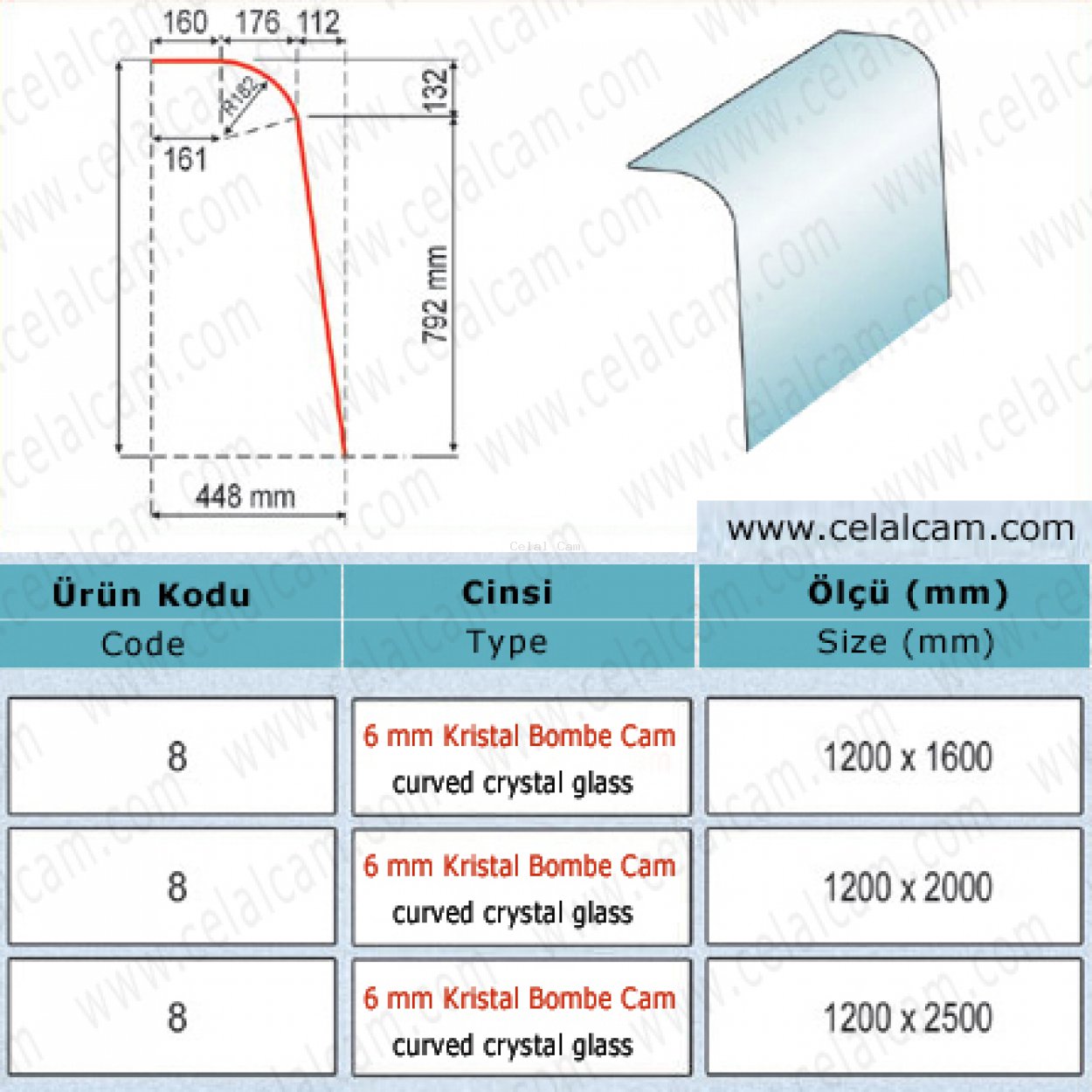 Kristal Bombeli Cam Kod 8