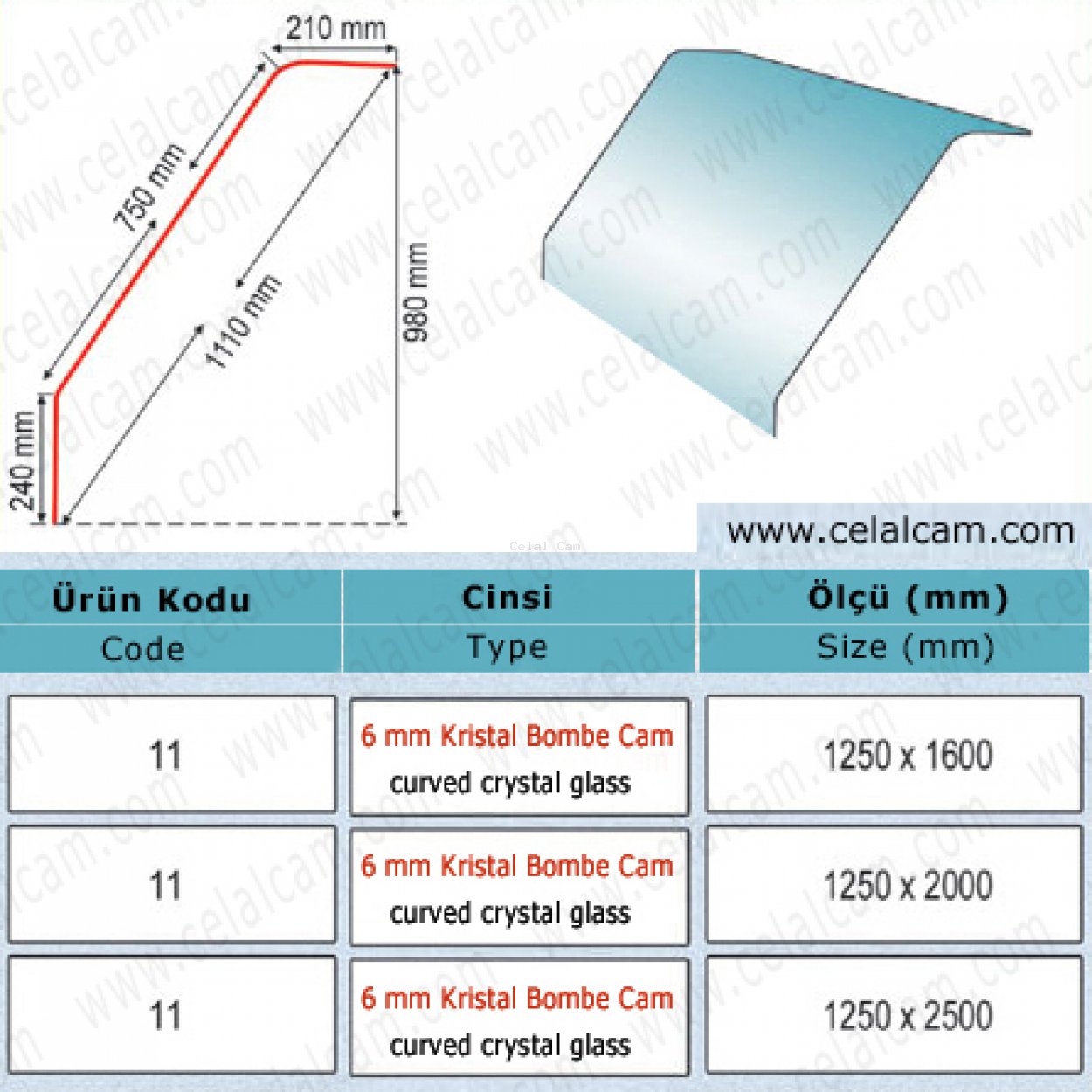 Kristal Bombeli Cam Kod 11