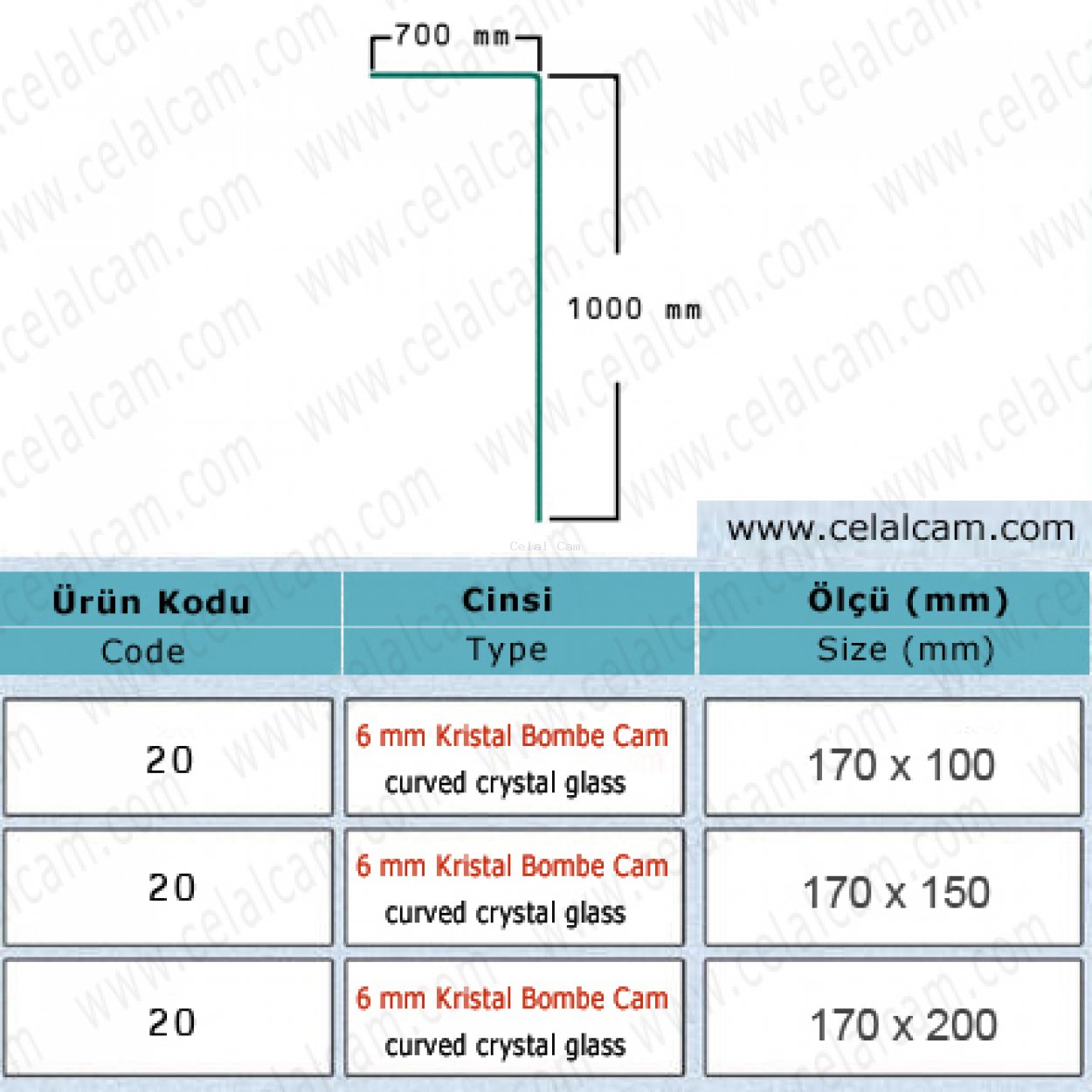 Kristal Bombeli Cam Kod 20